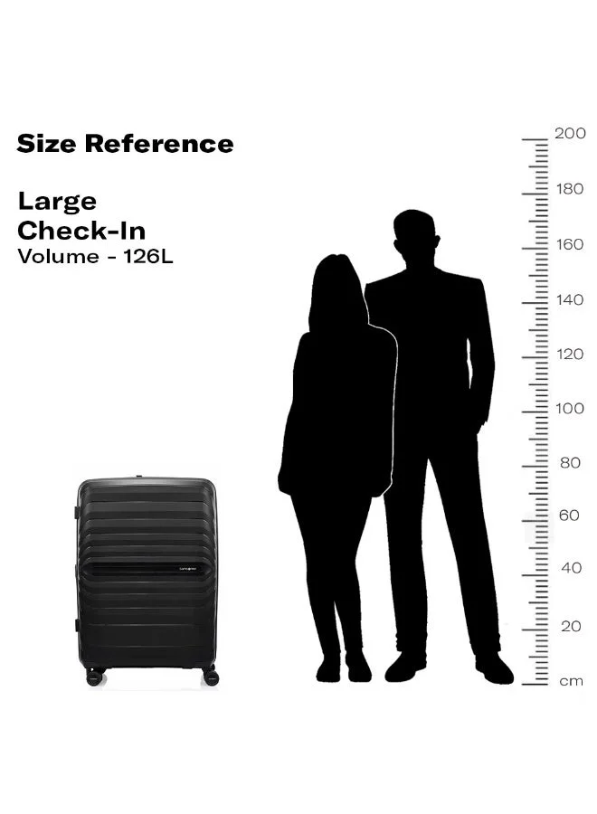 Samsonite 81 Octolite Neo Suitcase Check-In Size 81 cm / 30 inch, 4 Spinner Wheels, Polypropylene, Black|TSA Combination Lock|Expandable|Anti-Theft Secuirty Zipper|Inner Mesh Pocket - 3 Years International Warranty  | Best Price UAE